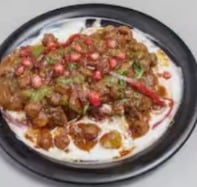 Chole tikki chaat with pomegranate